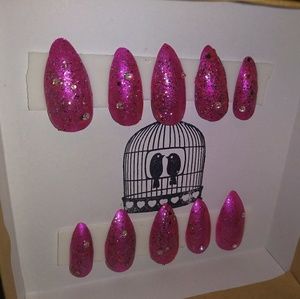 Reusable Acrylic Sparkled Stilleto Press On Nails